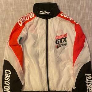 Vintage Castrol racing jacket with a white red black...